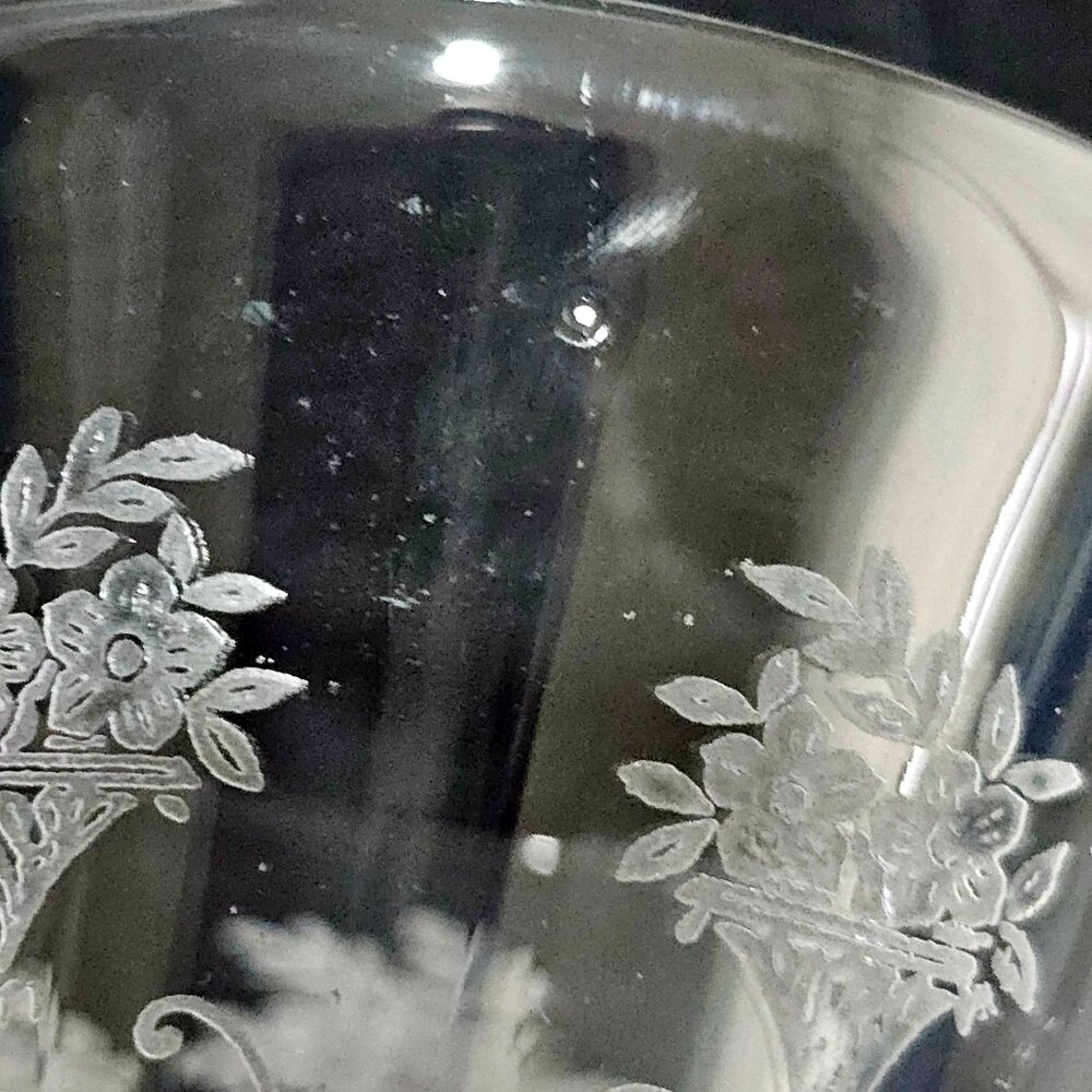 Morgantown Mayfair Wine Water Glass 7.5" etched glass made in USA floral - Picture 5 of 7